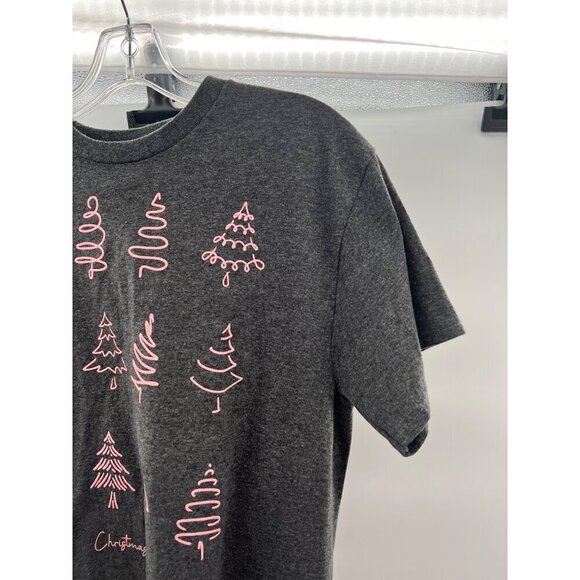 Delta Pro Weight Women's Christmas Tree T-Shirt Gray/Pink Size Medium - Picture 4 of 9
